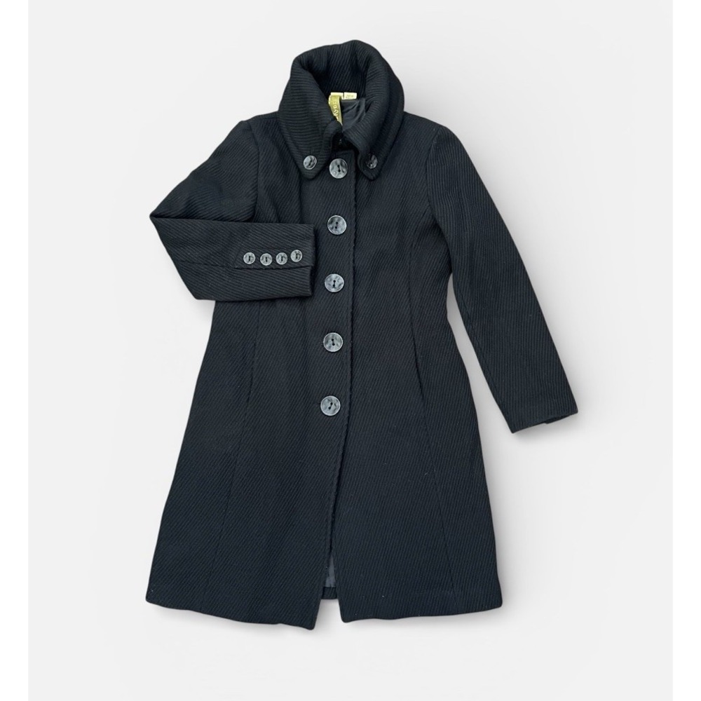 Soia & Kyo  Wool Blend Black Button up Collared Overcoat Women's Large Lagenlook